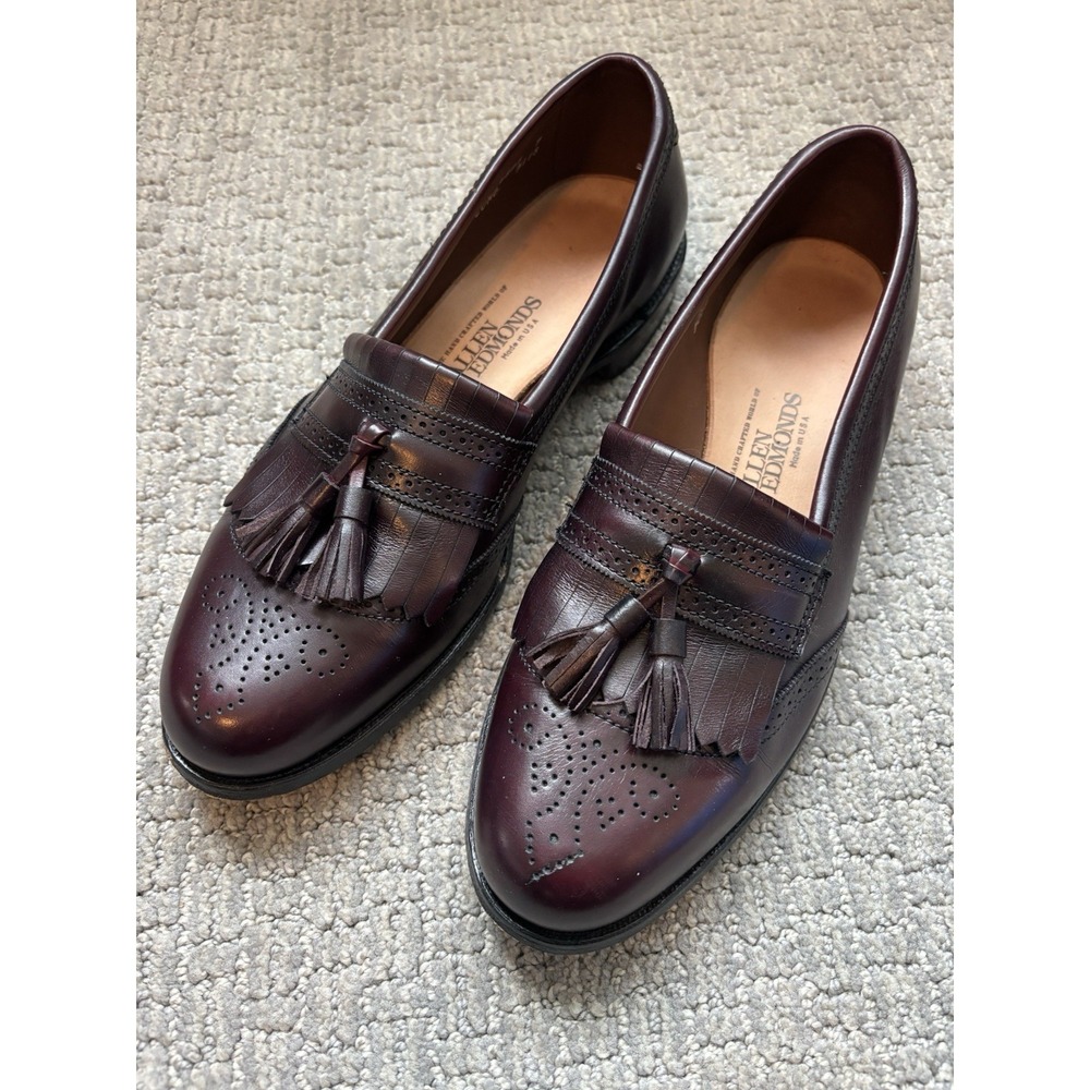 Allen Edmonds Bridgeton Tassel Loafer Dress Shoe Burgundy Leather Men 10.5C‎